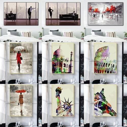 40x50CM Painting By Numbers Retro Architecture Oil Painting Art Abstract Mural Home Decoration Poster Adult Hand Painted Gift
