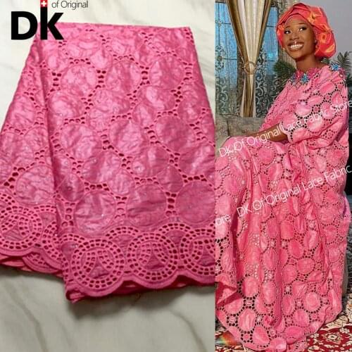 5 Yards Bazin Riche Fabric New 2021 African Lace Fabric Austria Swiss Cotton Borer Embroidery Lace Material Boubou Sewing Dress