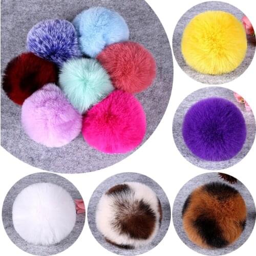 8CM Fluffy Faux Fox Fur Plush Ball Pompoms Artificial Pom Poms Car Bag Garment Apparel Sewing Felt Key Chain Pendant Accessories