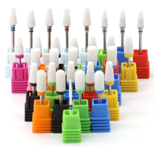 10PCS / Bag Ceramic Carbide Rotate Milling Nail Cutter Bits Electric Drill Machine For Manicure Pedicure Tools