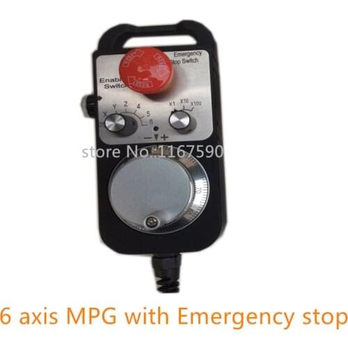 Free shipping Pendant Handwheel with Emergency Stop,6 axis manual pulse generator MPG for Siemens, MITSUBISHI, FANUC