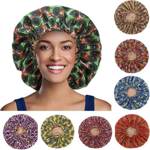 Large Satin Bonnet Women Big Size Beauty Print Satin Silk Bonnet Sleep Night Cap Head Cover Bonnet Hat Cancer Headwear Bonnet