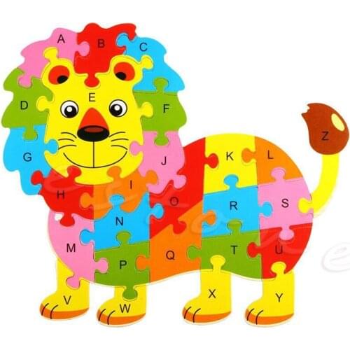 Kids Baby Wooden Animal Puzzle Numbers Alphabet Jigsaw Learning Educational Toy