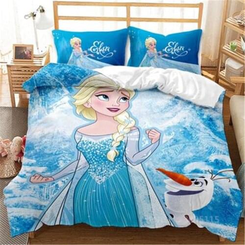 Disney Frozen Bedding Set Cartoon Elsa Anna Princess Comfortable Duvet Cover Children Kids Bedspread Pillowcases Bedroom Decor
