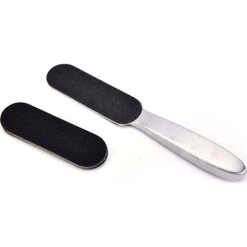 Double Side Stainless Steel Pedicure Foot File +10Pcs Dry Sanding Paper Hard Skin Remover Feet Care Pedicure Tools