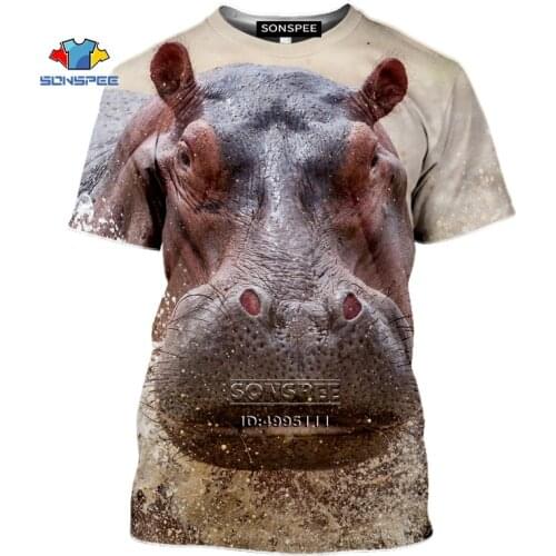 Funny Animals Hippo Tshirt 3D Print Hippopotamus T-shirt Casual Summer Harajuku Shirt Women Hip Hop Clothing Fitness Top Outwear