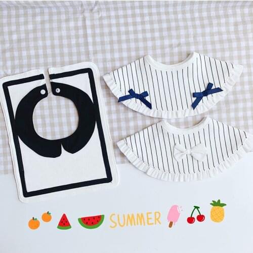 Ins Korean cotton baby saliva towel baby bib children saliva pocket wild trend bib 0-2 years old wholesale