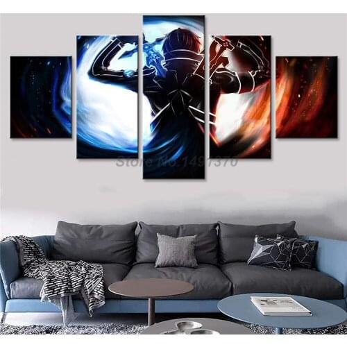 Sword Anime Painting 5 Pieces Canvas Prints Picture Modular For Living Room Poster On The Wall Home Decoration