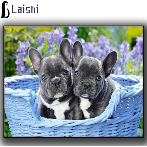French Bulldog Puppy Lavender flower field Painting With Diamonds Embroidery Diamond Painting Moasic Picture Wall Art Home Decor