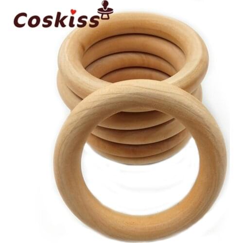 10pcs 98mm Wooden Rings Wooden Baby Teething Rings Infant Teether Toy DIY Accessories For 3-12 Month Infants Tooth Care Products