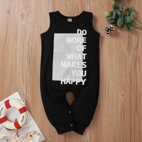 Summer Infant Baby Girls Sleeveless Letter Print Rompers Kids Boys Long Pant Bodysuit Jumpsuit 2021