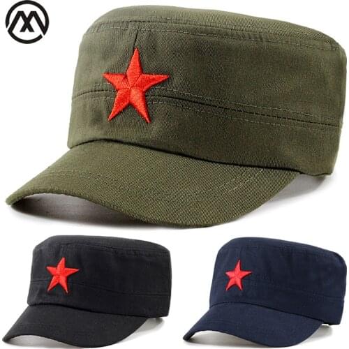 Red five-pointed star embroidered military hat bone masculino black flat hat camouflage tactical hat truck driver outdoor solid