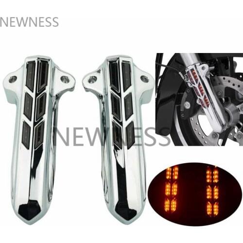 Motorcycle Front Lower Fork Leg Slider Cover LED Light For Harley 2014-2019 Road Street Electra Glide EFI Ultra Classic