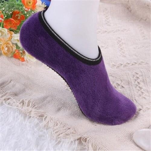 New Socks Thickened Non-slip Anti Slip Rubber Dots Women Fitness Yoga Warm Slippers Sports Sock QW