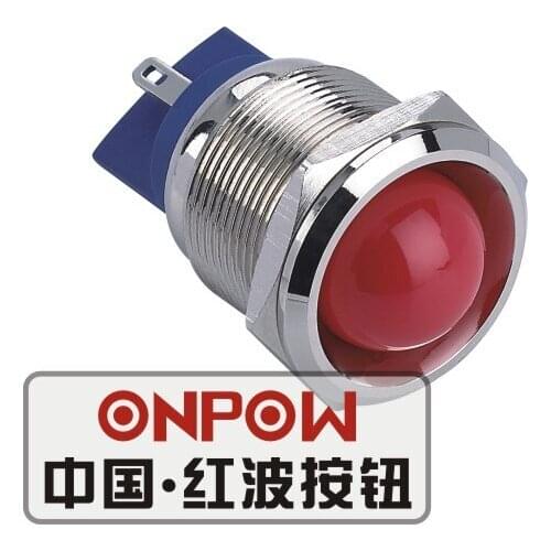 ONPOW 22mm Metal LED Waterproof Signal lamp, Nickel plated brass indicator lamp, indicator light (GQ22G-D/R/6V/N) CE,RoHS