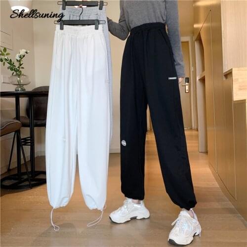 Shellsuning Autumn Winter 2021 Womens Trousers Pants Three-color Elastic Waist Womens Wide-leg Loose-fitting Casual Pants