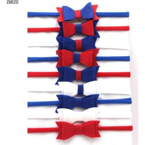 10pcs/lot 2019 New Red Blue White American July 4th Day 3'' Felt Bow Headband Hair Accessories, Headwear, Flower Bow Hairband