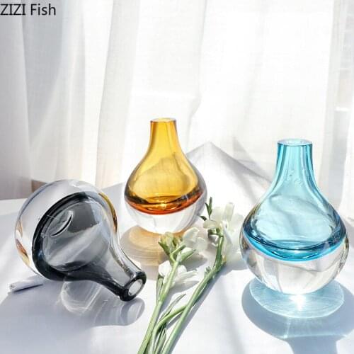 Simple Glass Vases Flower Insert Gradient Crystal Transparent Hydroponics Vase Desk Decoration Nordic Floral Modern Home Decor