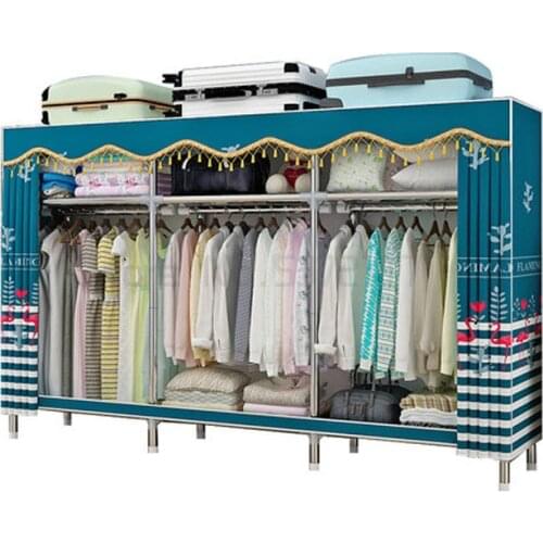 Simple cloth cabinet household bedroom modern simple, strong and durable reinforced thickened all steel frame hanging cabinet