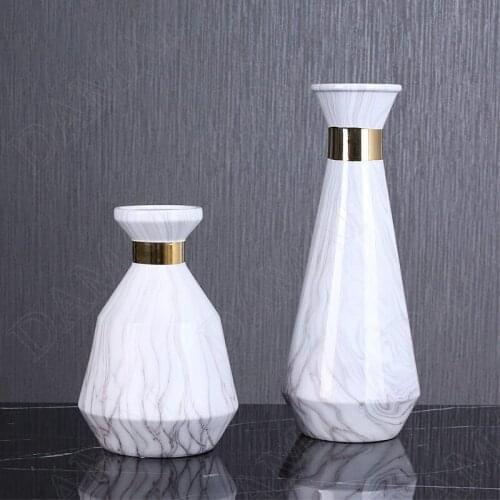 Simplicity Ceramic Vases Modern Stone Pattern Applique Restaurant Desktop Flower Vase Hotel Front Desk Dried Flowers Organizer