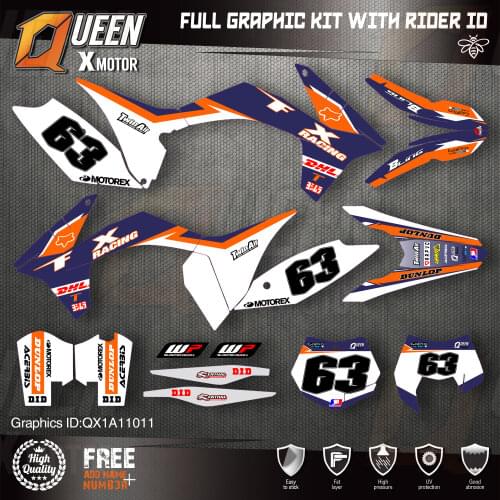 QUEEN X MOTOR Custom Team Graphics Decals Stickers Kit For KTM 2011 2012 SX SXF , 2012 2013 EXC XC-W EXC-F 011