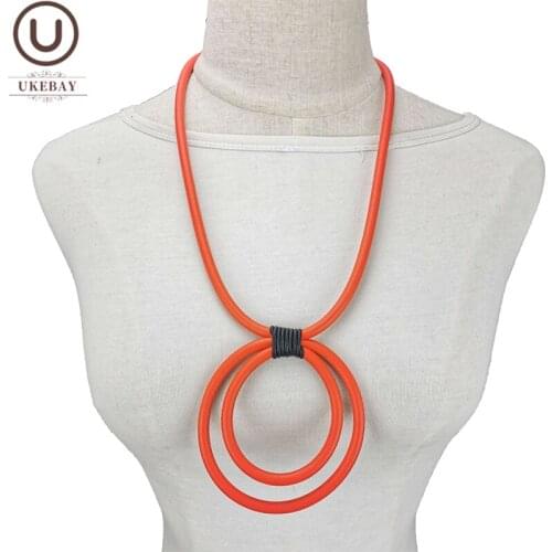 UKEBAY New Round Pendant Necklaces For Women Gothic Statement Necklace Rubber Jewelry Handmade Clothes Chain Party Gift Pendants