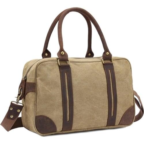 Unisex Vintage Crazy Horse Leather Canvas Men Duffel Bag Leather travel bag Women Boston tote bag overnight Bag Shipping M312-S