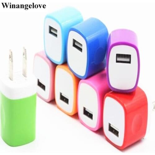 Winangelove 500pcs Colorful 1A US Plug AC Power Adapter Home Wall charger single port USB Charger for iPhone7 6 5 5S 10 colors
