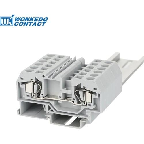 10pcs 282-901 Wire Conductor Din Rail Terminal Block 2 Conductors Feed Through Spring Cage Push In Connection Connector