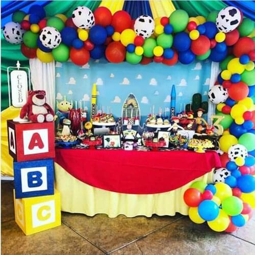 100pcs Cartoon Balloon Garland Arch Kit Cow Printed Red Yellow Blue Green Theme Baby Shower Kids Birthday Party Decorations