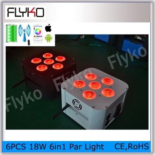 2LOTS DMX blinder wedding stage led par wash light 6pcs 18w RGBWA+UV battery powered slim flat par cans