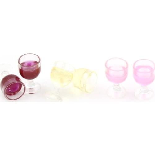 2Pcs 1/12 Simulation Mini Red Wine Cup Dollhouse Miniature Accessories Furniture Wine Glass Goblet For Doll House Decoration