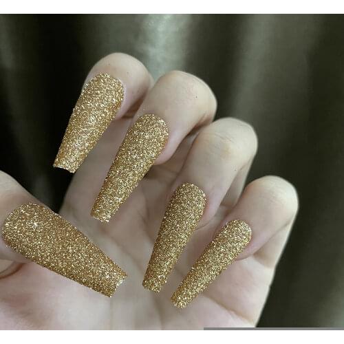 20Pcs Glitter Nail Powder Ballet Fake Nails 10 Colors Full Covered Press on False Nail Tips Nail Art Manicure Tools Decoration