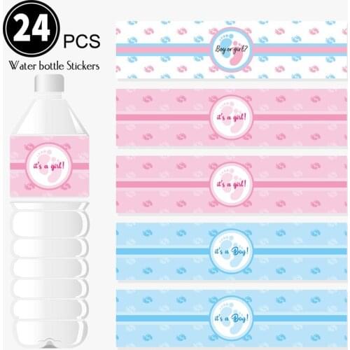 24pcs Baby Shower Water Bottle Label Stickers It Is A Boy/girl Labels Decorations Child Gender Christening & Baptism Gift Decor