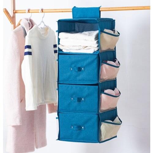 3/4/5 Layers Hanging Organizer Cotton Linen Bathroom Shelf Wall Door Closet Storage Drawer Box Bag Sundries Clothes Containers