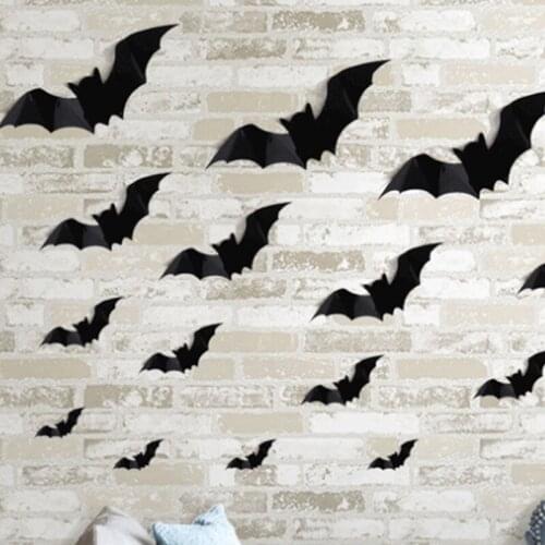 Halloween 3D black bat Wall Stickers Halloween party DIY decorative wall Decal Halloween horror Bats