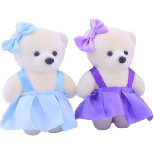 4pcs For Christmas Gift Candy Bow Bear Plush Toys Satin Cartoon bouquet plush bear doll wedding children toy phone key pendant
