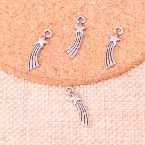 40pcs Antique Silver Plated shooting star Charms Pendants Fit Jewelry Making Findings Accessories 20*5mm