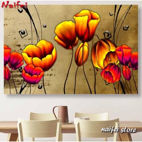 DIY 5d Diamond Painting "Red Poppy In An Ethno Touch" cross stitch diamond picture Square Round Diamond Embroidery home decor