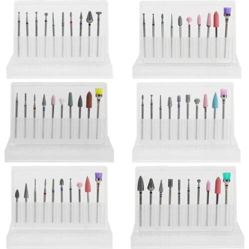 ASWEINA 10pc/set Nail Drill Bit Electric Machine Manicure Rotary Burr Milling Cutter for Manicure Accessory Cuticle Drill Tools