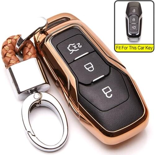TPU Key Case Cover For Ford Mondeo 5 MK5 Ranger Mustang Edge Cmax Kuga Fiesta Explorer Focus MK3 MK4 3 4 Keychain Key Fob Holder