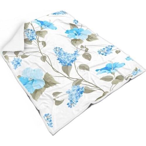 Clubdeer Simple Plant Flower Printed Blanket Super Warm Soft Dual Sided Carpet for Living Room Bedroom Sofa All Seasons to Used