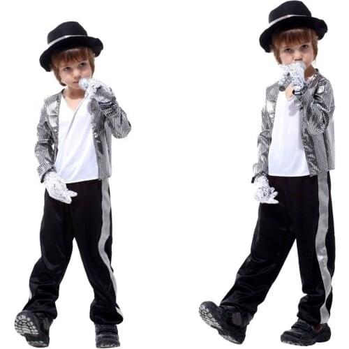 Kids Unisex Michael Jackson Costume Cosplay Party Dress Up Clothes Suit Costume