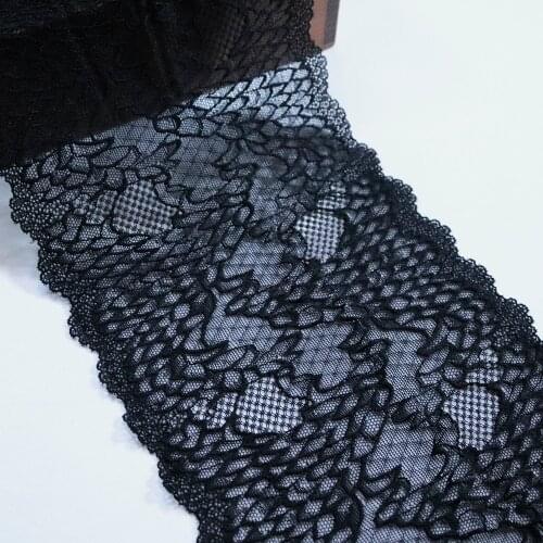 2 meters leaves Elastic Stretch Lace Trim Black For Clothes Accessories Lingerie Bra Dress Sewing Applique Lingerie Lace Fabric
