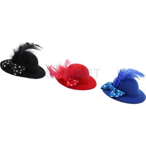 3Pcs Elegant Lady Doll Cap New Round Bowler Hat with Bow Decoration for 28-30cm Doll Clothes Accessory