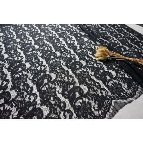 GLace 1.5M/Lot DIY Decorative High Quality Soft LACE Off White Black Nylon Eyelash Lace Trim Wedding Dress Fabric TX732