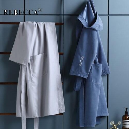 Brand Soft Cotton Bathrobe For Men Women Spring Summer Hooded Home Robes Male Super Cool Thin Casual Sleepwear Nightgown