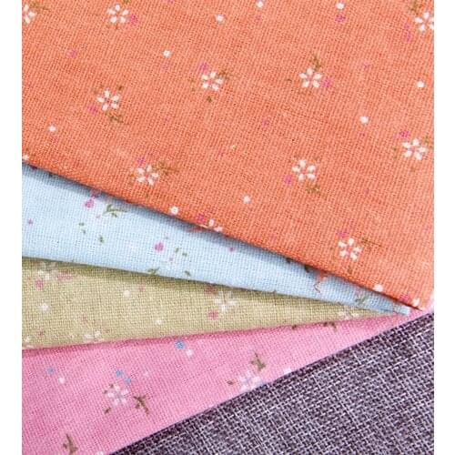 New Zaka Pretty 23x24cm 4 Colors Pink Green Blue Orange Flower Floral Printed Cotton Linen Fabric