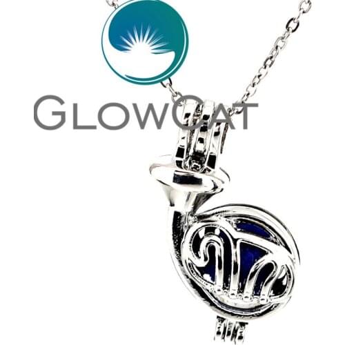 KK622 French Horn Instrument Beads Cage Essential Oil Diffuser Aromatherapy Pearl Cage Locket Necklace for Akoya Oyster