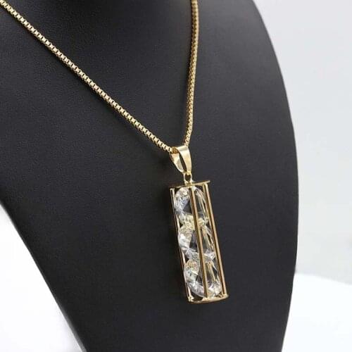 Korean Sweater Chain Necklace Women Bohemian Style Three Zircon Pendant Long Necklace Jewelry Accessories Collares Kpop